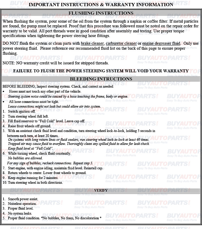 Steering System Instructions