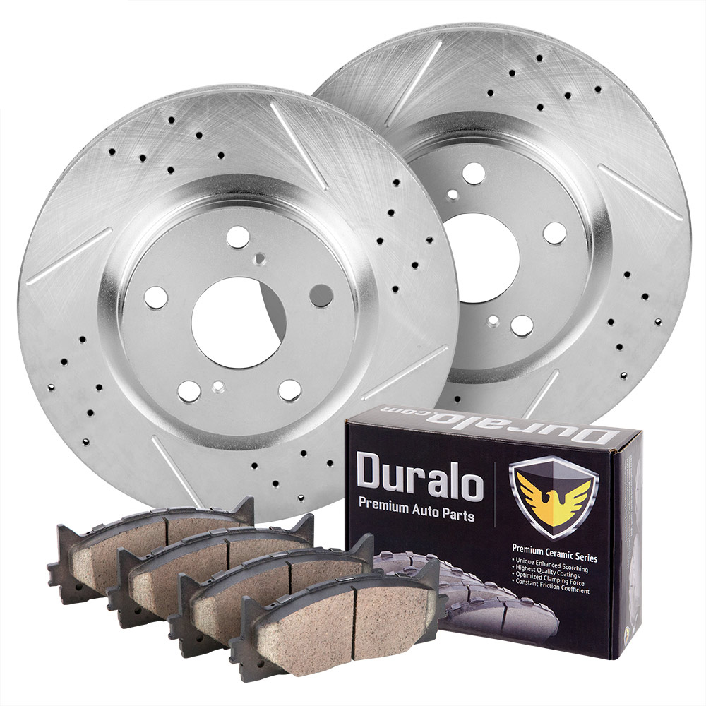 2008 Toyota Camry Premium Duralo Drilled and Slotted Rotors and Ceramic Pads - Front