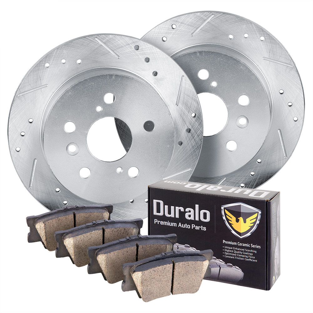 2008 Toyota Camry Premium Duralo Drilled and Slotted Rotors and Ceramic Pads - Rear