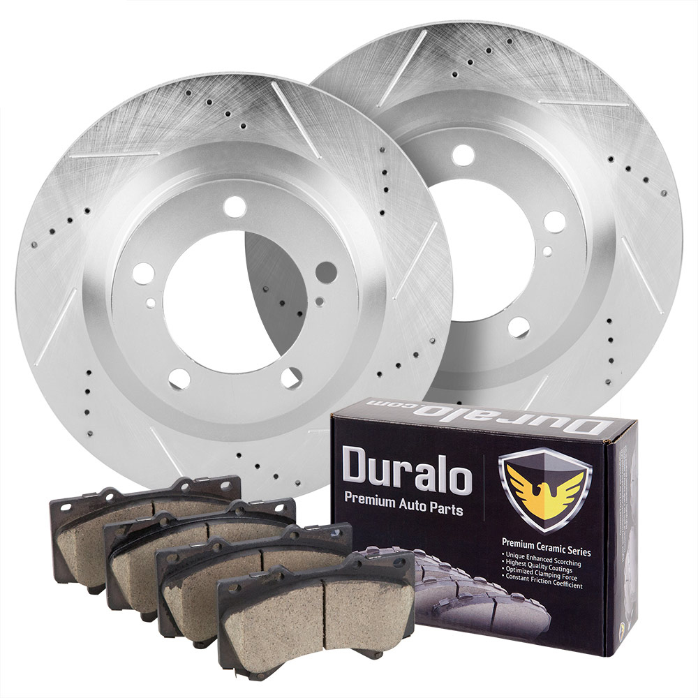 2016 Toyota Sequoia Premium Duralo Drilled and Slotted Rotors and Ceramic Pads - Front