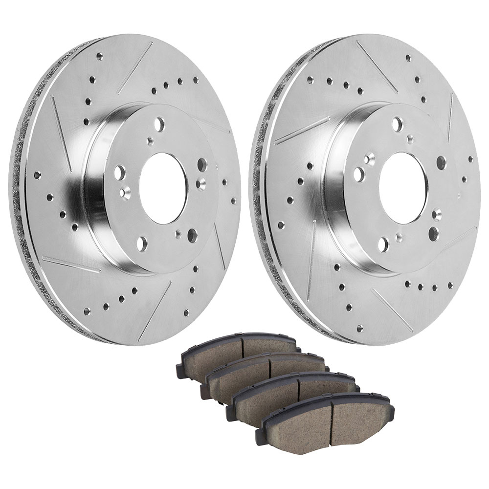 2003 Honda Accord Premium Duralo Drilled and Slotted Rotors and Ceramic Pads - Front