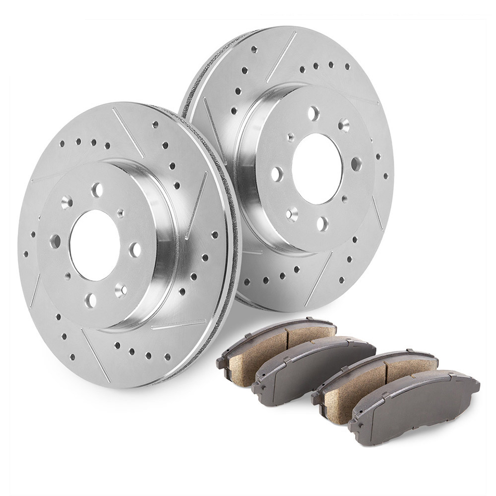 2004 Chevrolet Malibu Premium Duralo Drilled and Slotted Rotors and Ceramic Pads - Front