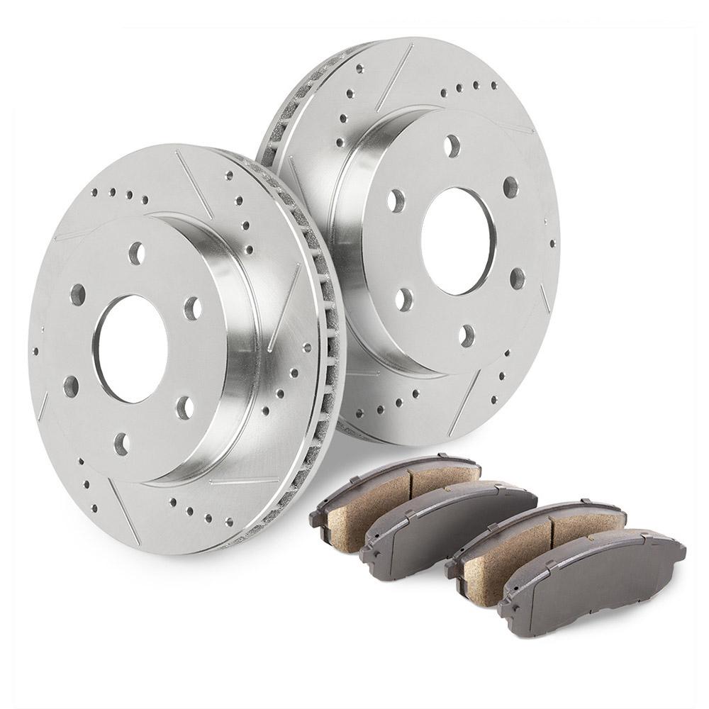 2001 Chevrolet Silverado Premium Duralo Drilled and Slotted Rotors and Ceramic Pads - Rear