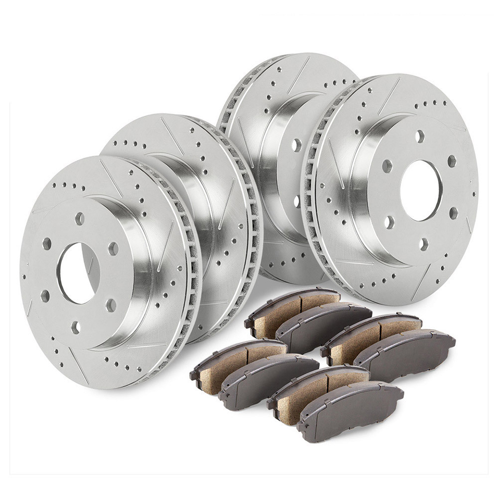 2001 GMC Yukon XL 1500 Premium Duralo Drilled and Slotted Rotors and Ceramic Pads