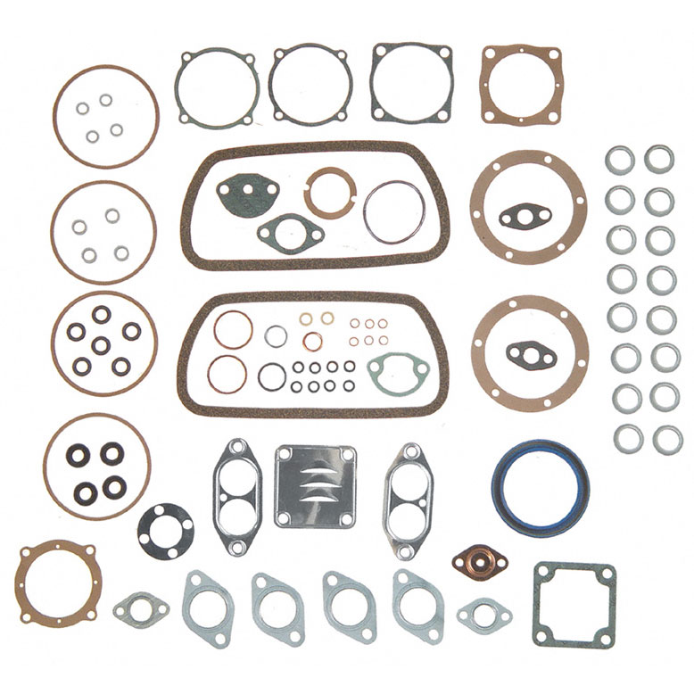 New 1970 Volkswagen Karmann Ghia Engine Gasket Set - Full 1.6L Engine - 2 x 1 Barrel Carbs. - Exhaust Pipe to Manifold